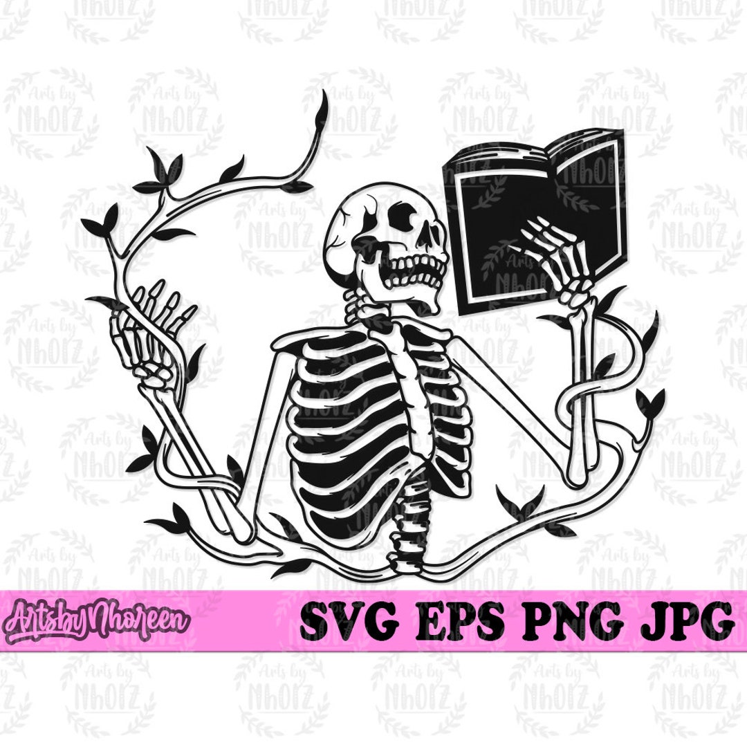Skeleton Ready Book Svg, Halloween Book Lover Cut File, Scary Spooky ...