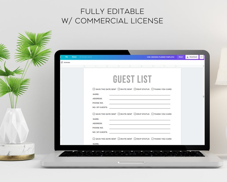 Editable Wedding Planner Template Canva Wedding Planner Etsy
