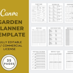 Editable Gardening Planner Template, Canva Gardening Planner Template, Garden Planner Template  (KDP interior, Shopify)