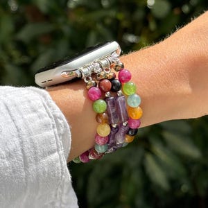Agate Boho Apple Watch Band 38mm 40mm 41mm 42mm 44mm 45mm 49mm, Beaded iWatch Strap for Women, Bohemian Bracelet for series 3 4 5 6 7 8 9 10