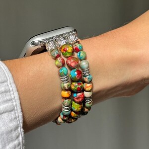 Jasper Boho Apple Watch Band 38mm 40mm 41mm 42mm 44mm 45mm 49mm, Natural Stone iWatch Strap for Women, Bracelet for series 3 4 5 6 7 8 9 10