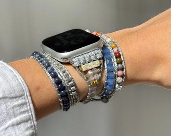 Apple Watch Band Series 1-11, Beaded Boho iWatch Bracelet for Women, Handmade Watch Strap