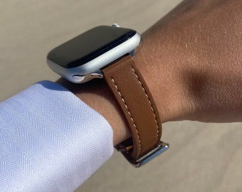 Pulseira de couro vegano para Apple Watch: Pulseira fina para iWatch feminina
