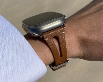 Vegan Leather Apple Watch Band 38mm 40mm 41mm 42mm 44mm 45mm 49mm, Apple Watch Loop Strap, iWatch band Women, Apple Watch Bracelet Brown