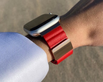Veganes Lederarmband für Apple Watch: Magnetverschluss