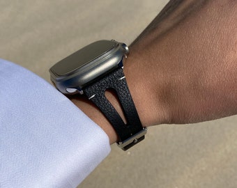 Pulseira de couro vegano para Apple Watch: fecho de aço inoxidável