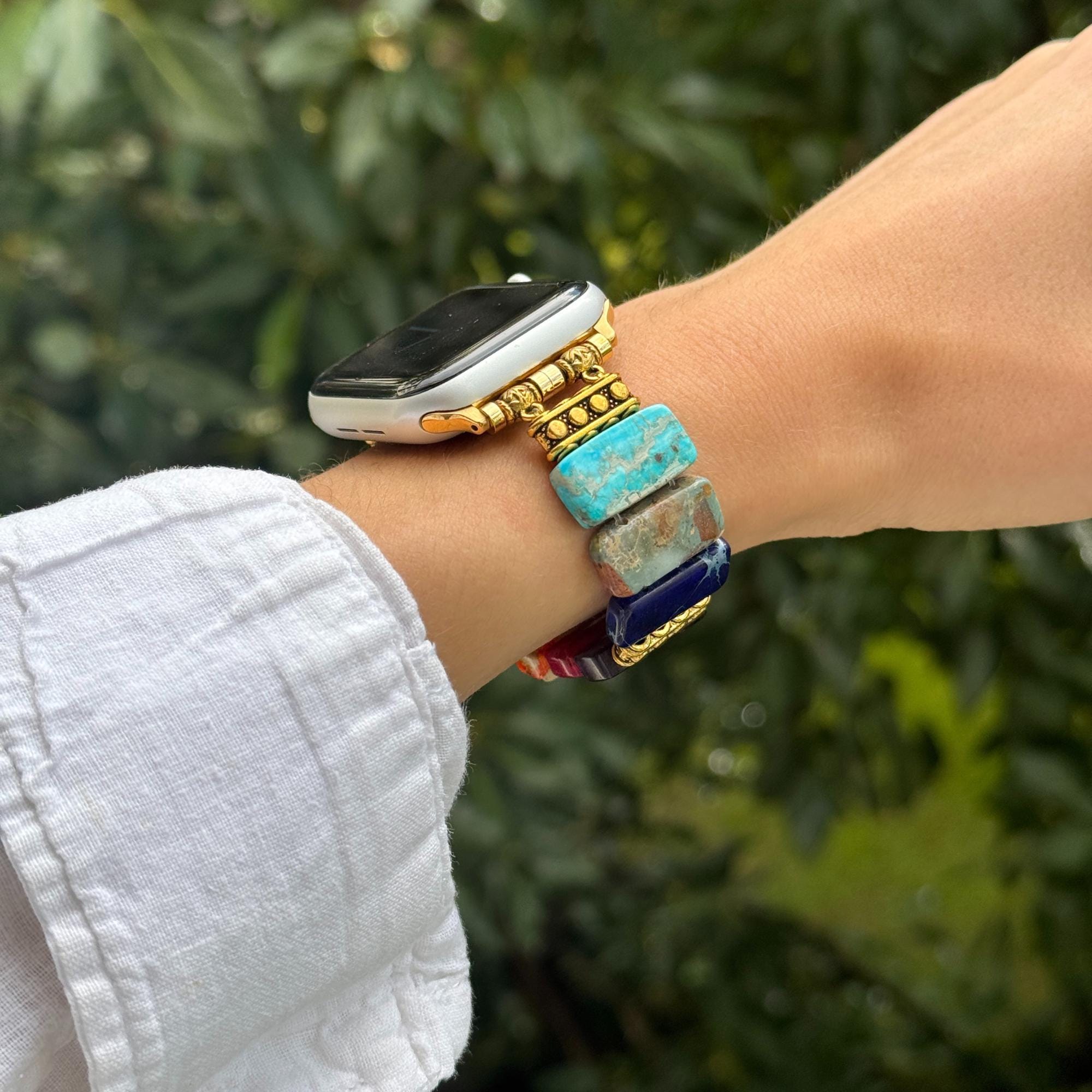 Boho Jasper Apple Watch Band: Beaded Iwatch Bracelet for 