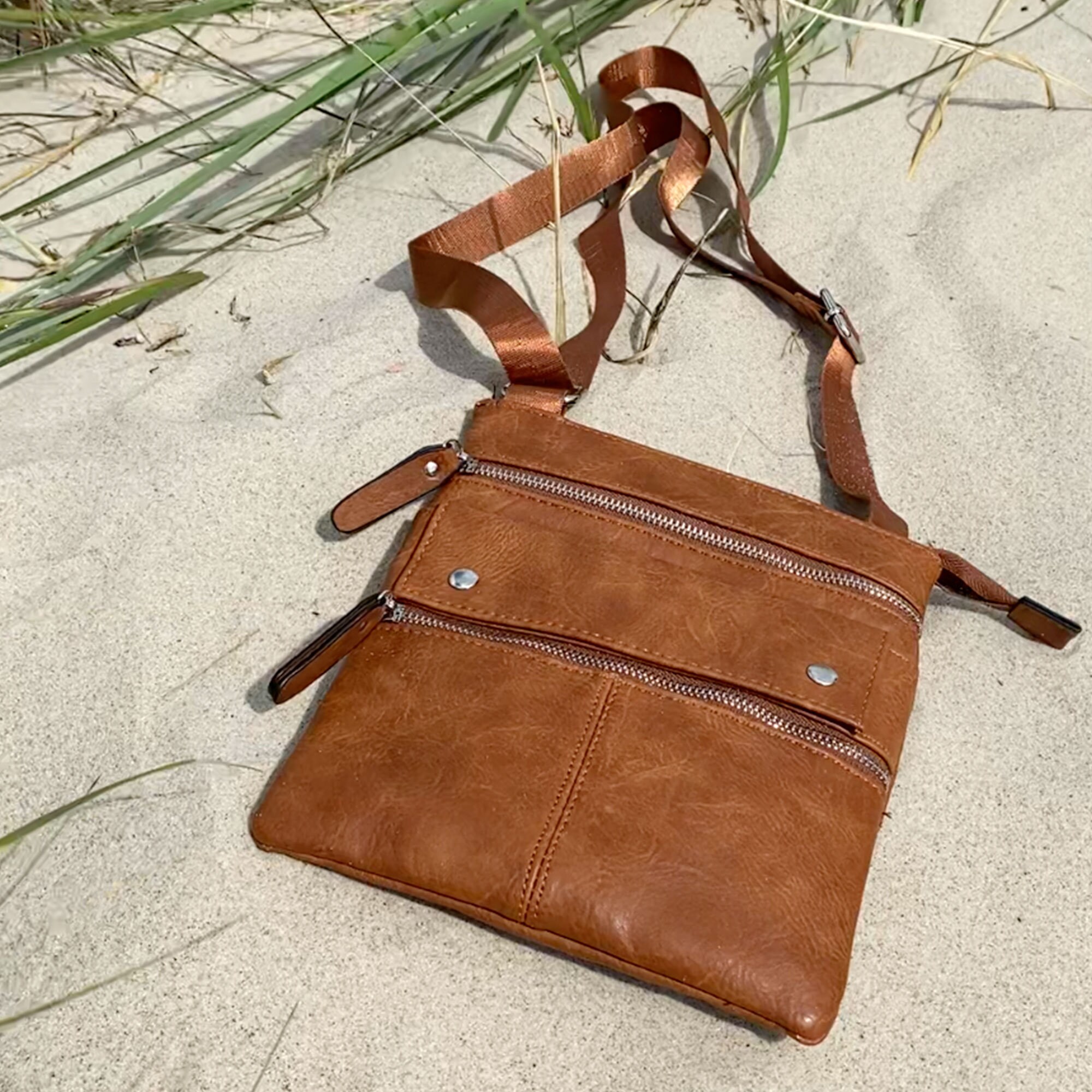 Vegan Leather Men Bag Crossbody Bag Zippered Shoulder Bag Etsy