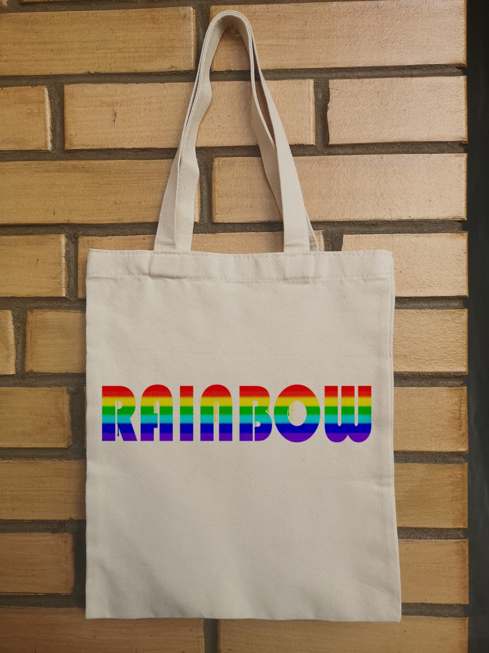 Rainbow Canvas bag Handpainted print Multicolor Shopper Etsy