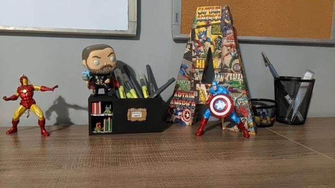 Library of Asgard Pencil Holder for Desk Organization Ft. Frog Thor and ...