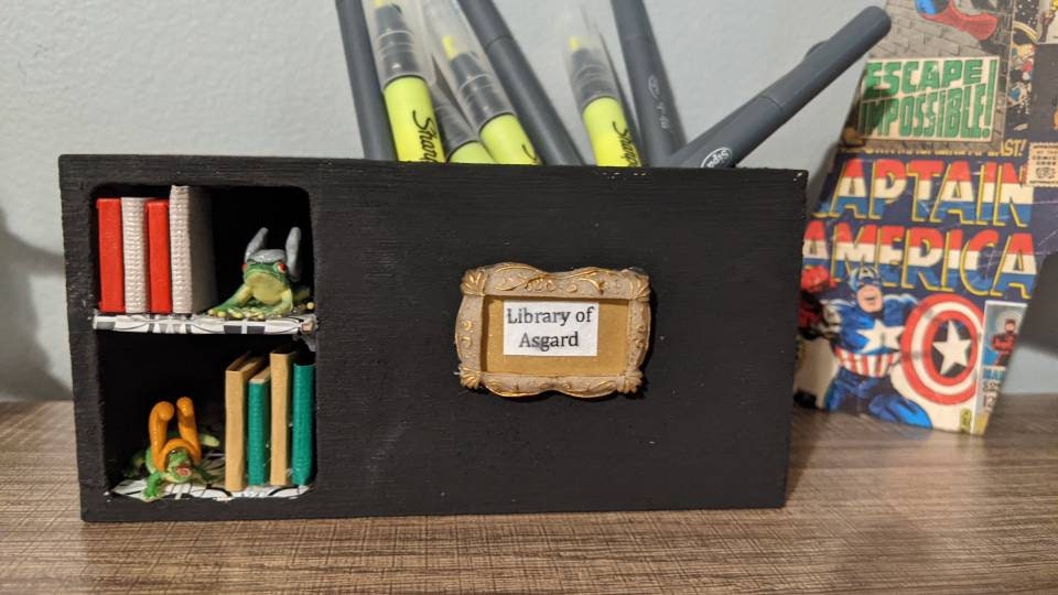 Library of Asgard Pencil Holder for Desk Organization Ft. Frog Thor and ...