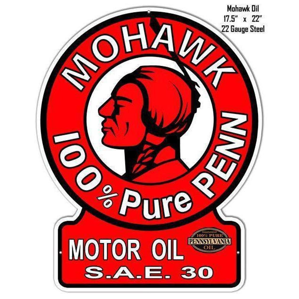 Mohawk 100 Pure Motor Oil Metal Sign Etsy