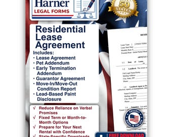 Residential Lease Agreement Kit with Addenda & Instructions – Digital Download