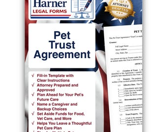 Pet Trust Agreement with Instructions – Digital Download