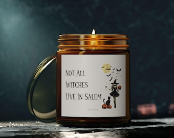 Not All Witches Live In Salem Candle, Fall Candle Witchy, Autumn Fall Candle, Halloween Decor Candles, Cure Fall Candle, Cute Witch Candle