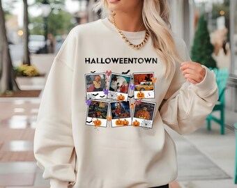 Halloweentown Polaroidtröja Rund halsad hösttröja Halloweentown Spöksäsongströja för Halloweenälskare Vintage Halloween-tröja