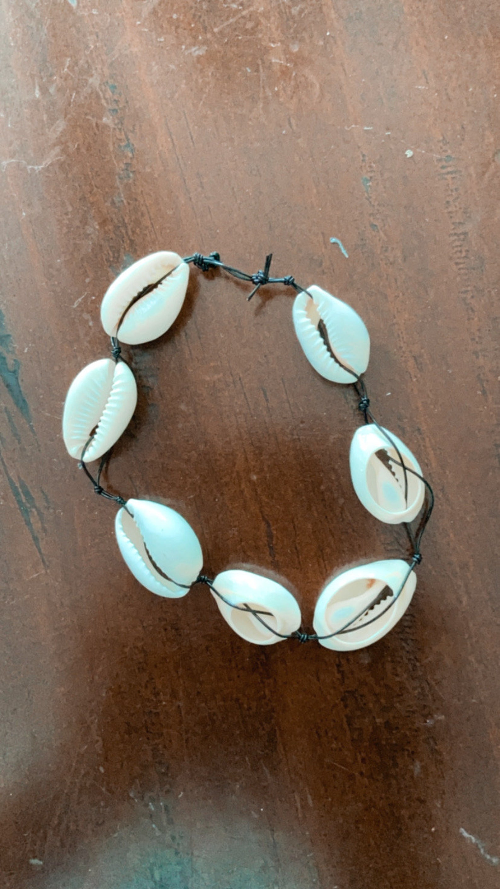 Seashell anklet black string Etsy