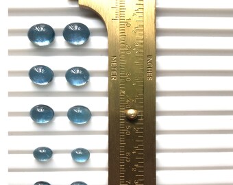 Natural Aquamarine Cabochon Pair, Santa Maria Color Cabs,8x10,7x9,5x7 Pair Oval Shape Flat Back loose Gemstone For Jewelry Making Earing
