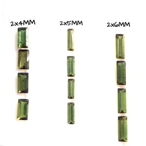 2x4-2x8MM Natural Green Tourmaline Baguette, Tourmaline Faceted Baguette for Earrings, Rings and Pendants Jewelry Making. Price per piece.