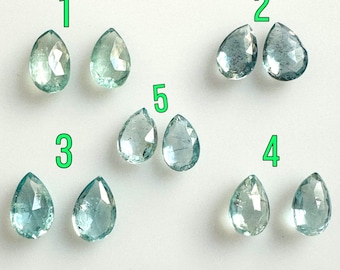 Natural Aquamarine Faceted Briolette Pear, Aquamarine Pear Briolette Cut, Faceted Teardrop Matching Pair For Earing ,2pcs set for Jewelry.