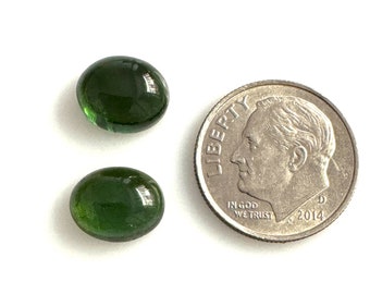 8x10mm Natural Green Tourmaline Oval Cabochon Pair Untreated Crome Green Tourmaline Gemstone Matching Pair Tourmaline
