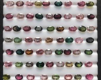 Natural Multi-Tourmaline Faceted Oval Loose Gemstone for Jewelry making, 3X4--6X8 All Size Available