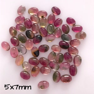 5x7mm Natural Bi-Tourmaline ,Watermelon Tourmaline Oval Shape Cabochons ,Smooth Polished Loose Gemstone For Jewelry Making ,Price Per Piece
