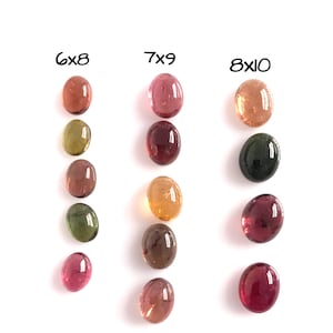 Cabochão oval multiturmalina natural 8x6mm, 9x7mm e 10x8mm, turmalina oval suave, pedra preciosa solta para fazer joias, preço por peça
