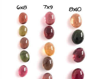 Naturalny wielowarstwowy turmalinowy owalny kaboszon 8 x 6 mm, 9 x 7 mm i 10 x 8 mm, gładki owalny turmalin, luźny kamień szlachetny do wyrobu biżuterii, cena za sztukę