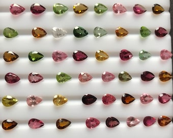2x3-5x7mm Natural Multi Tourmaline Faceted Pears Loose Gemstone for Jewelry making, All Size Availabe, AA quality ,price per piece