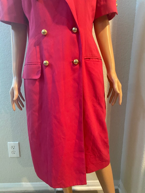 Vintage Pink Suit Dress with Gold Buttons - image 4