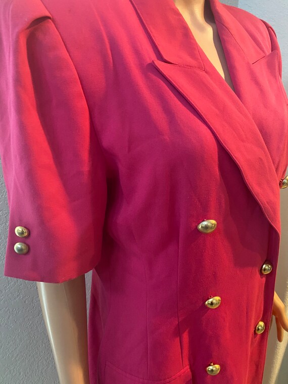 Vintage Pink Suit Dress with Gold Buttons - image 2