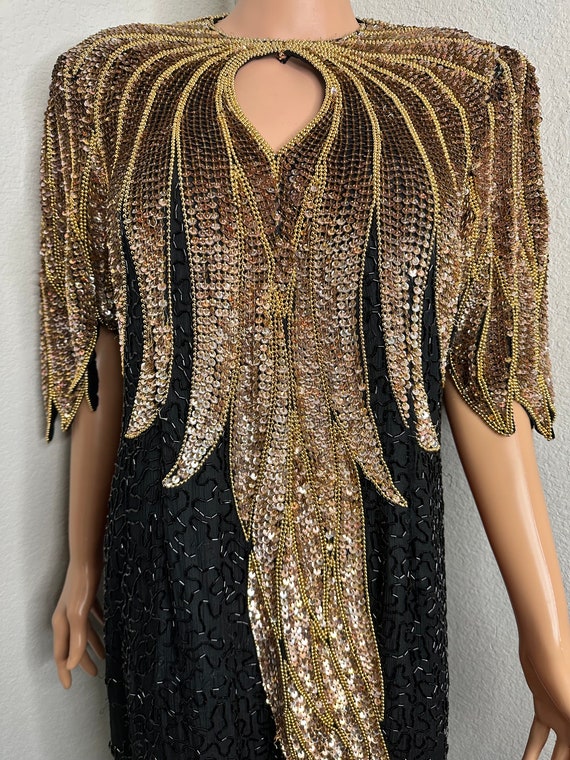 Vintage Gold and Black Sequin Dress