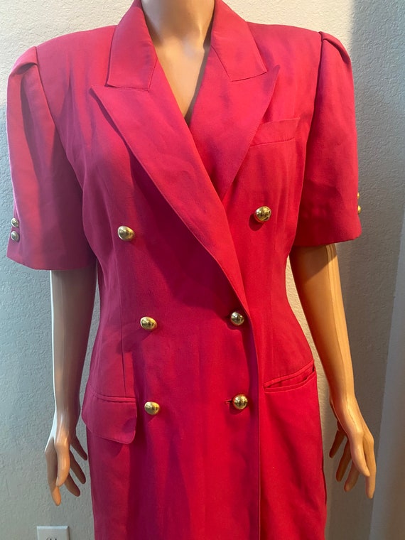Vintage Pink Suit Dress with Gold Buttons - image 5