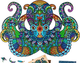 Jigsaw Puzzles for Adults XL 325 Piece (46x32.8cm) – Octopus Wooden Jigsaw Puzzle for Adults by The Puzzled Tree