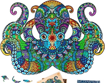 Jigsaw Puzzles for Adults XL 325 Piece (18.1"x13") – Octopus Wooden Jigsaw Puzzle for Adults by The Puzzled Tree