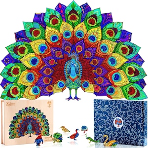 Peacock Jigsaw Puzzle for Adults XL 330 Piece (18.1”x12”) – Animal Wooden Jigsaw Puzzles for Adults by The Puzzled Tree