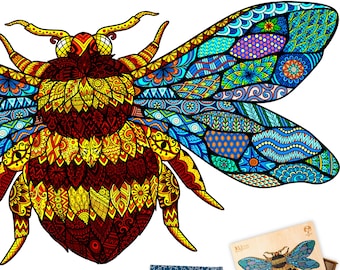 Jigsaw Puzzles for Adults XL 321 Piece (50x24.5cm) – Bumblebee Wooden Jigsaw Puzzle for Adults by The Puzzled Tree
