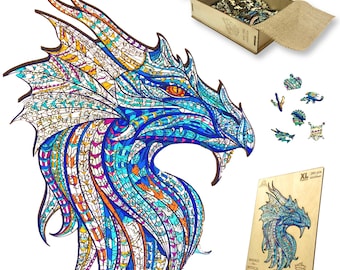 Wooden Jigsaw Puzzle XL 280 Piece (42x30cm) – Dragon Wood Puzzles for Adults Presented in Wooden Gift Box by The Puzzled Tree
