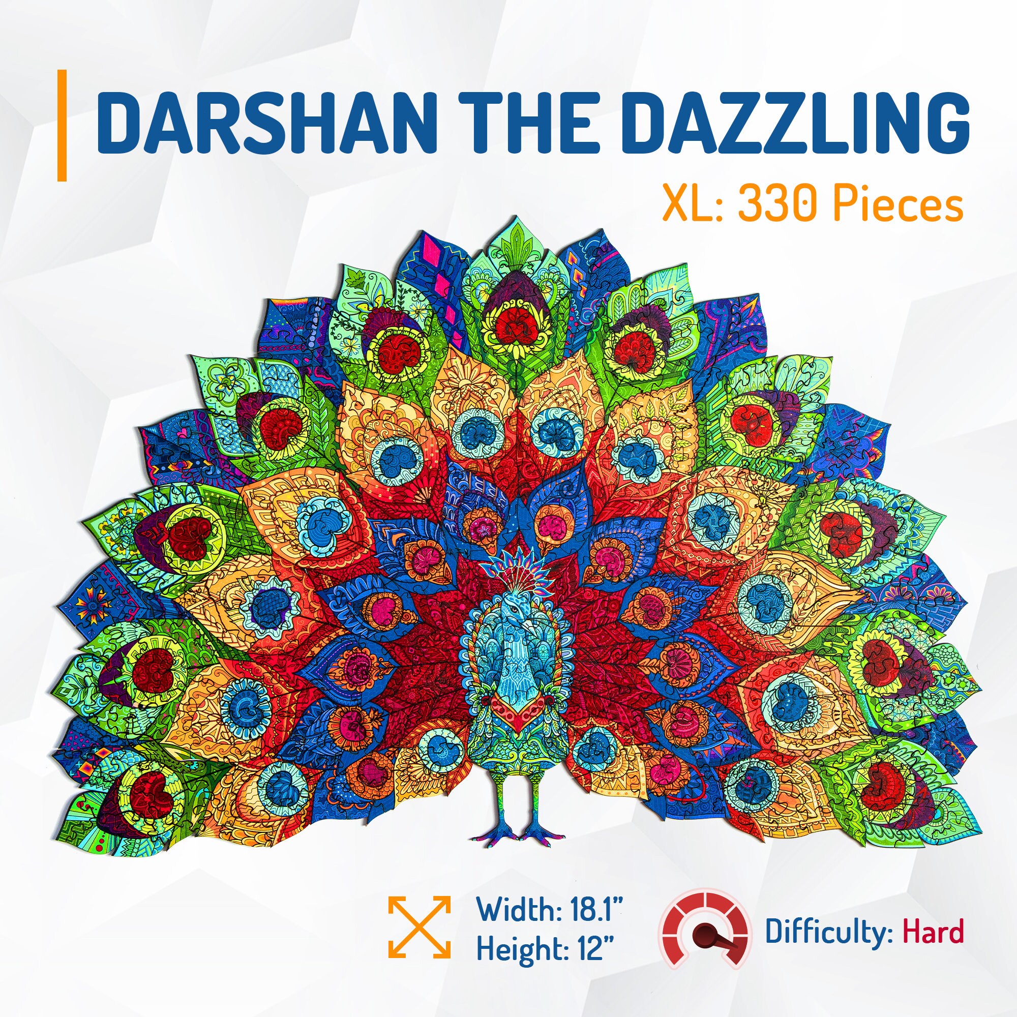 Peacock Jigsaw Puzzle for Adults XL 330 Piece 18.1x12 Animal Wooden