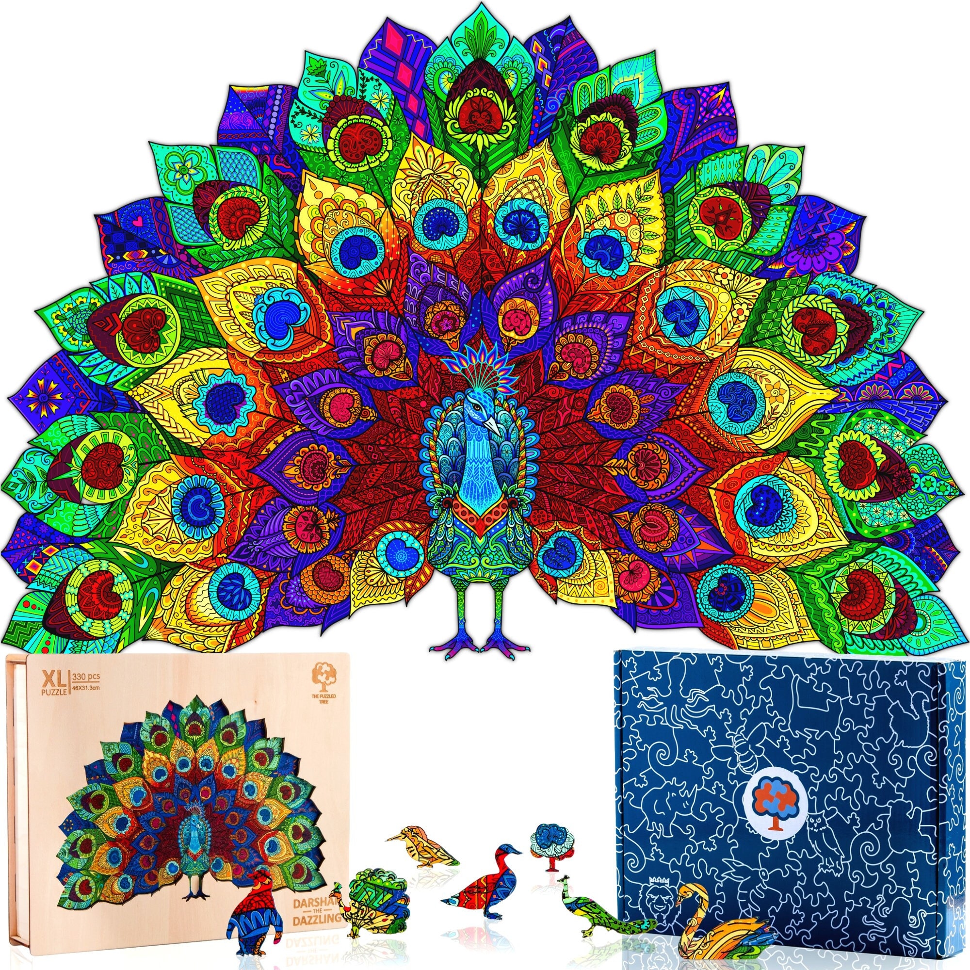 Peacock Jigsaw Puzzle for Adults XL 330 Piece 18.1x12 Animal Wooden