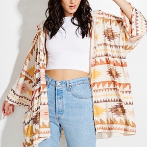 Aztec print Hooded kimono cardigan
