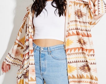 Aztec print Hooded kimono cardigan