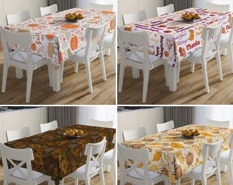 Pumpkin Tablecloth, Autumn Table Cover, Kitchen Table Linens, Fall Dining Textile, Farmhouse Decor, Thanksgiving Gift, All Sizes Tablecloth