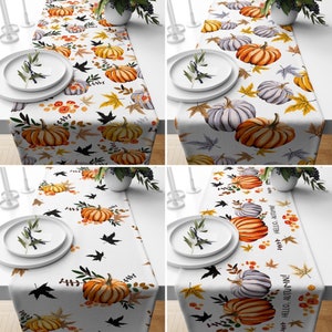 Chemin de table citrouille d'automne, Chemin de table de cuisine d'automne, Nappe florale, Chemins de toutes les tailles, Décoration en textile pour la maison, Chemin de table personnalisé