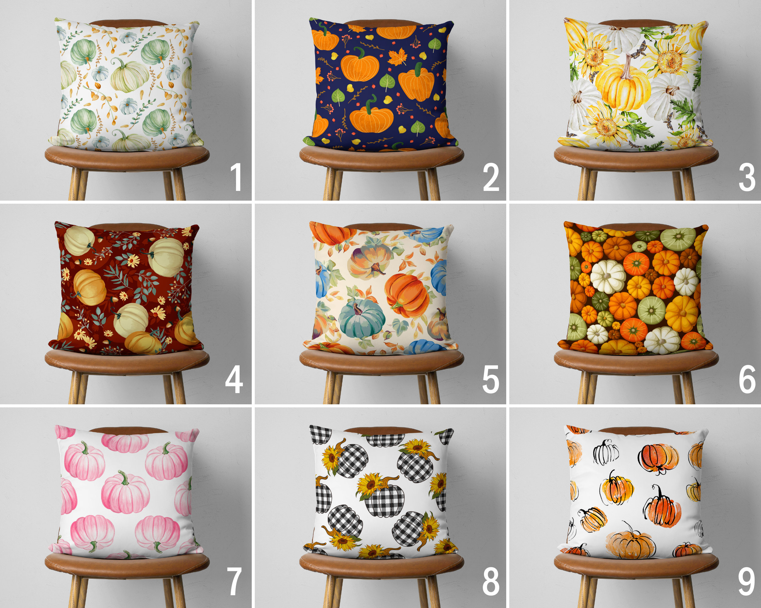 Lot De 4 Housses De Coussin Déco Automne 45x45cm - Motifs Citrouille Et Feuille D'érable - 100% Coton, Fermeture Zip - Pour Halloween, Thanksgiving