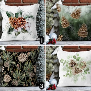 Federa per cuscino con motivo a pigna, federa per cuscino con albero di pino verde e marrone, federa per cuscino invernale, decorazione natalizia, regalo di Capodanno, 18x18, 20x20