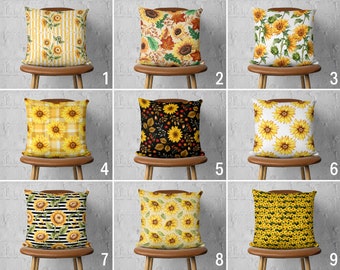 Yellow Sunflowers Throw Pillow Case, Sunflower Cushion Cover, Floral Summer Accent Pillow Cover, Bloomy Spring Home Decor, Fall Decor