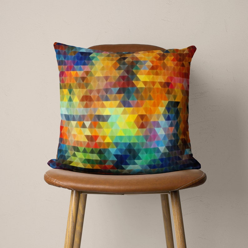 Abstract Colorful Pillow Case, Rainbow Cushion Cover, Bright Vivid Multi-colored Pillow Cover, Farmhouse Decor, Any Size Pillow, Only Cover 4