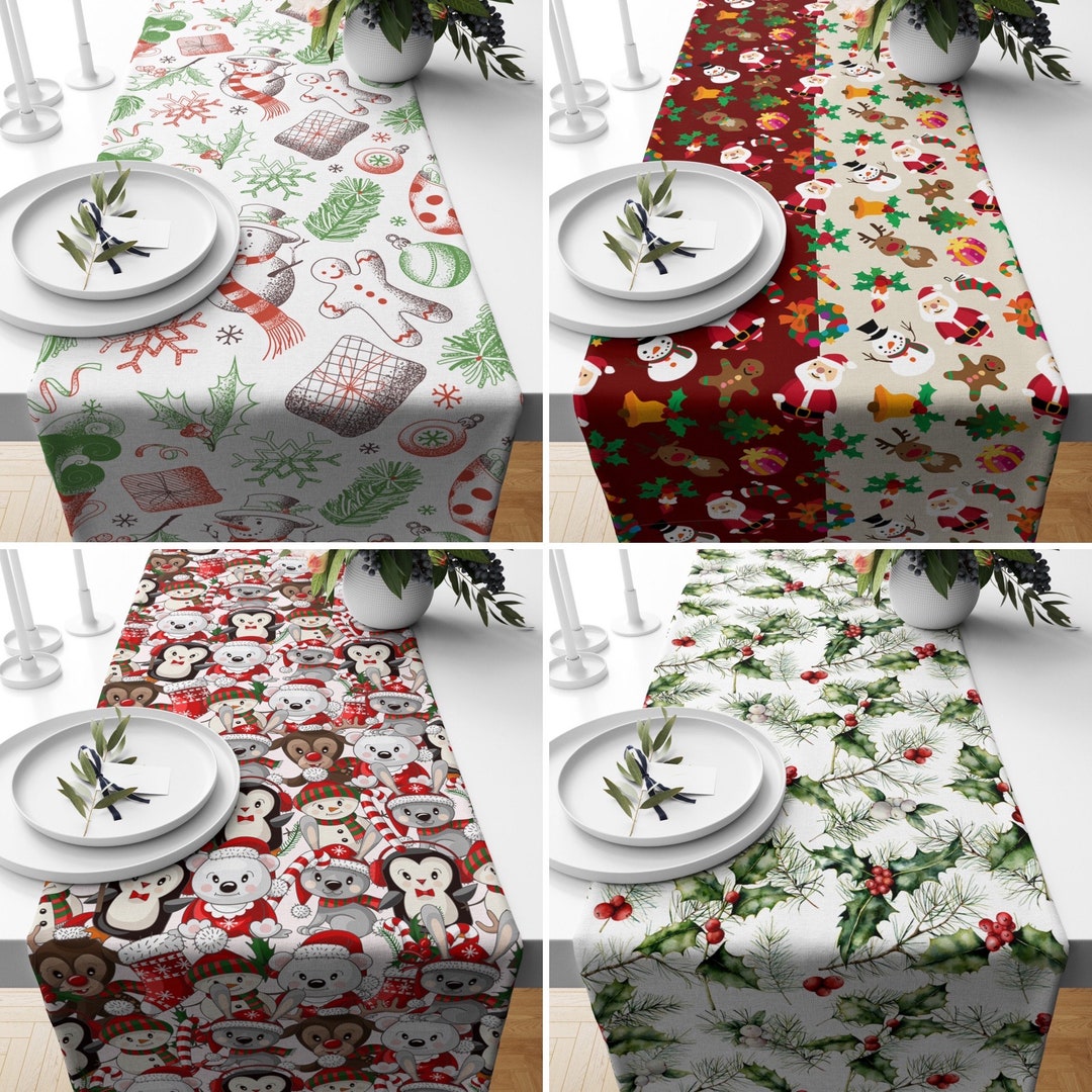 Christmas Runner, Xmas Table Runner, Red & Green Kitchen Decor, Dining